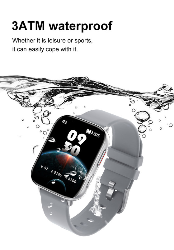 3ATM Smartwatch With AMOLED Screen , Multiscene Heart Rate Blood Pressure Watch