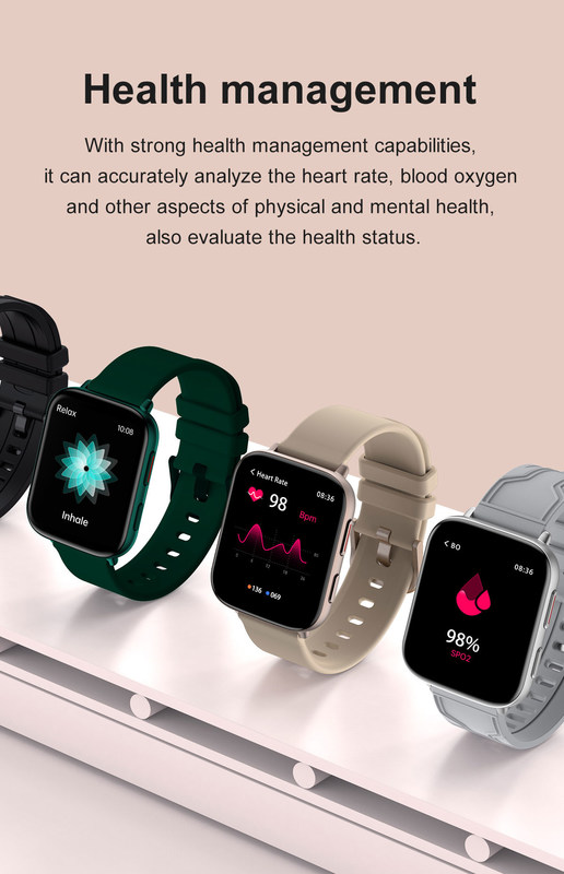 3ATM Smartwatch With AMOLED Screen , Multiscene Heart Rate Blood Pressure Watch